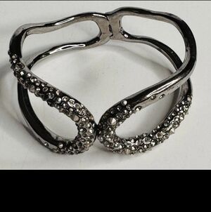 Authentic Alexis Bittar Miss Havisham Encrusted Crisscross Cuff Bracelet